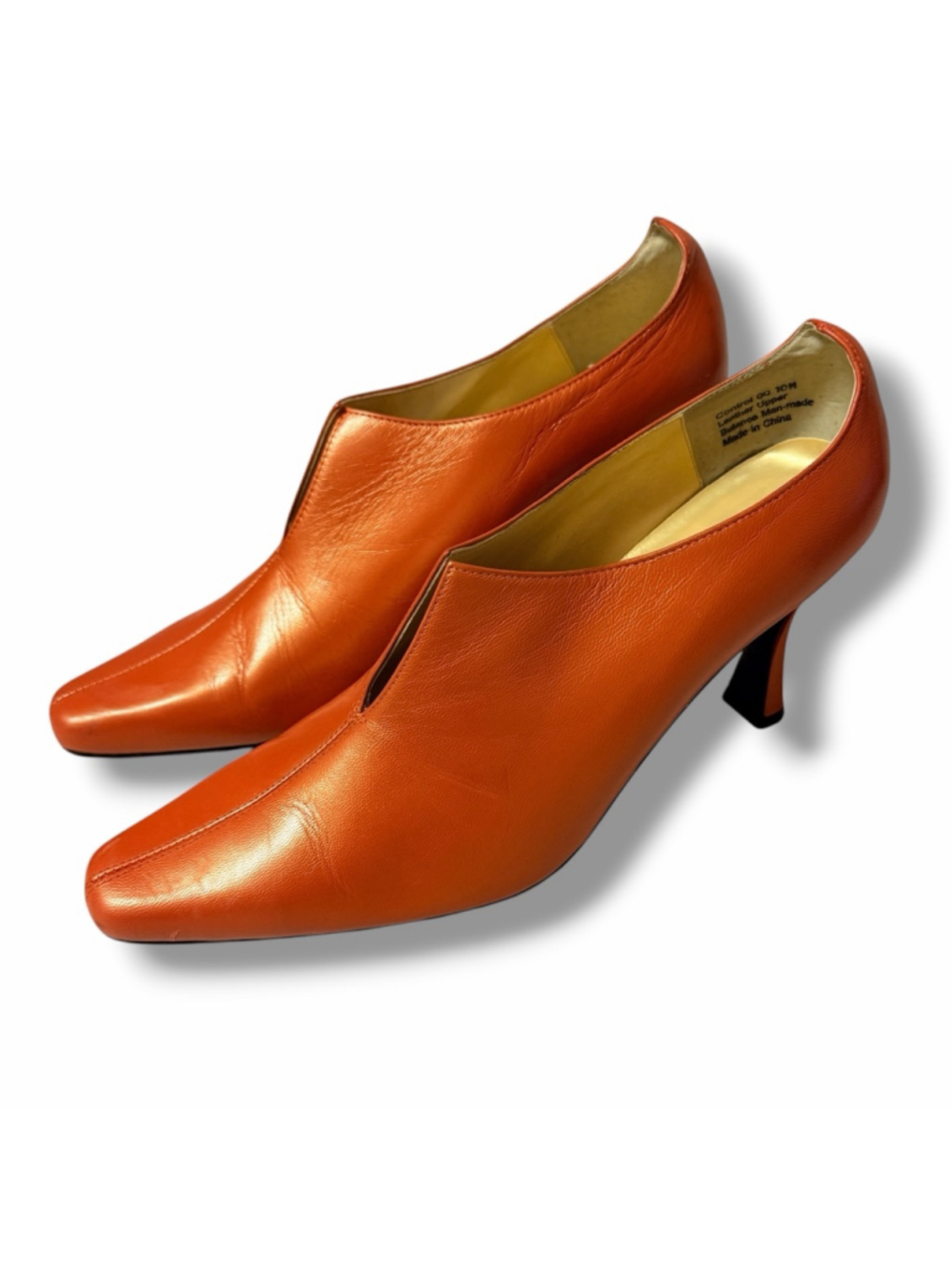 Bellini Orange Leather Kitten Heel Pumps Women’s Size 10M Pointed Toe Slip On - Picture 16 of 16